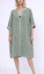 LINEN BLEND TUNIC DRESS - 12-18 - KHAKI
