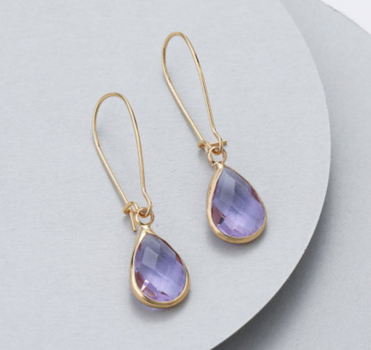 TEARDROP LONG CRYSTAL EARRINGS - LILAC