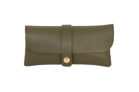 ITALIAN LEATHER GLASSES CASE - KHAKI