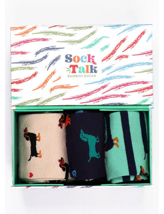 GIFT BOX SET - BAMBOO SOCKS - SAUSAGE DOG