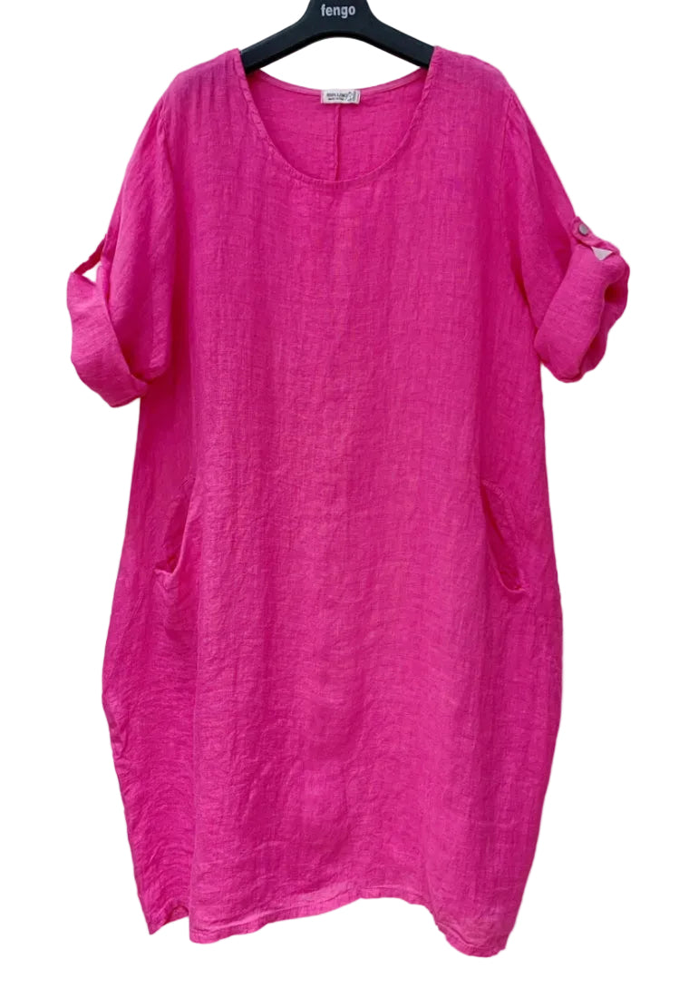 LINEN POCKET DRESS - 10-16