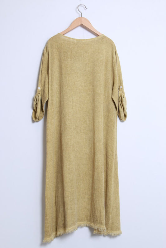 LINEN/COTTON BLEND TUNIC - 10-16 - OCHRE