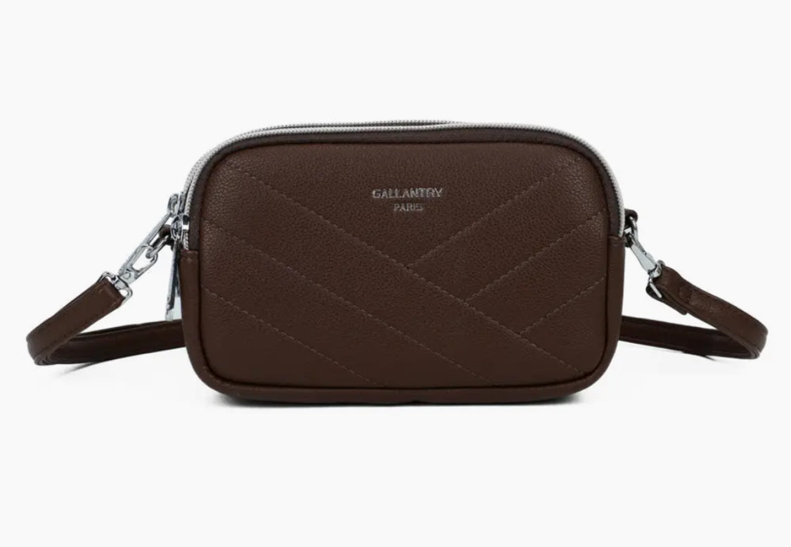 ZIP CROSSBODY - DARK BROWN
