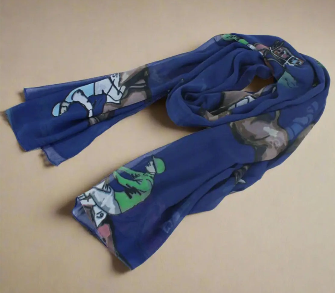 HORSE RACING SCARF - NAVY