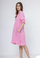 COWL BUTTON DETAIL LINEN DRESS - 10-16 - PINK