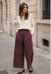 CHECK PALAZZO - 10-16 - BURGUNDY