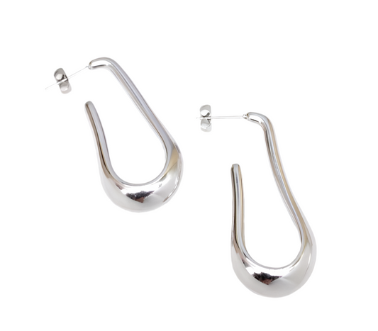 LONG DROP STUD EARRINGS - SILVER
