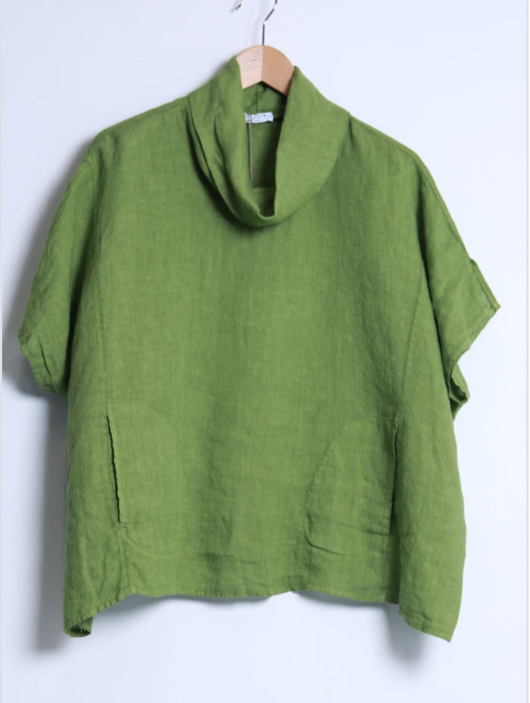 ROLL NECK LINEN TOP - 10-16