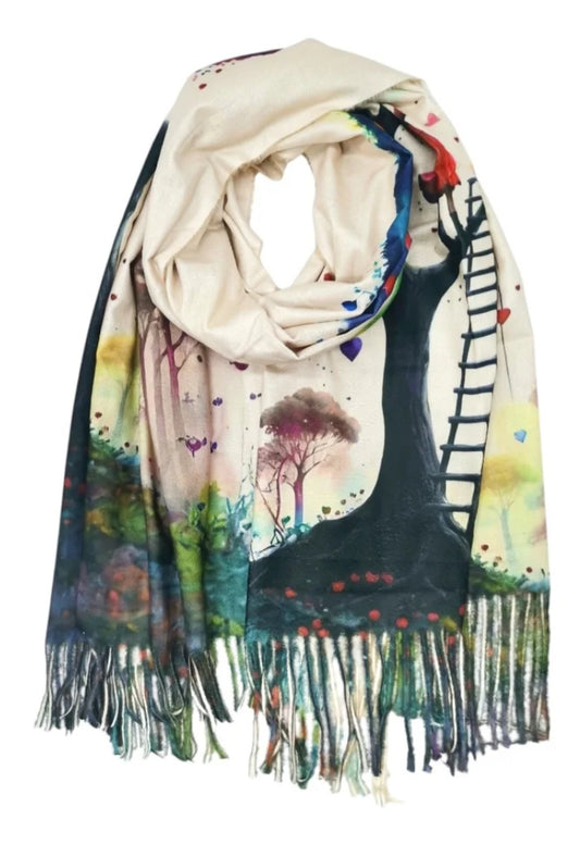 FRINGED PRINT SCARF