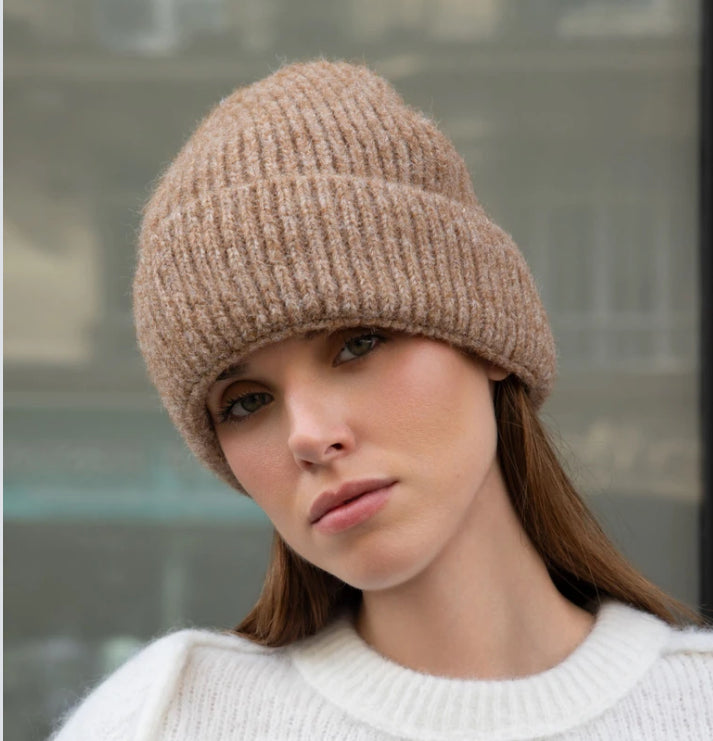 FLEECE LINED BEANIE - TAUPE