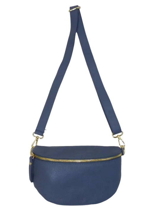 LEATHER SLING CROSSBODY- DENIM