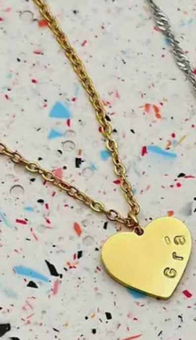 ‘GRÁ’ MINI HEART ENGRAVED PENDANT - 18CT GOLD PLATED - MADE IN IRELAND