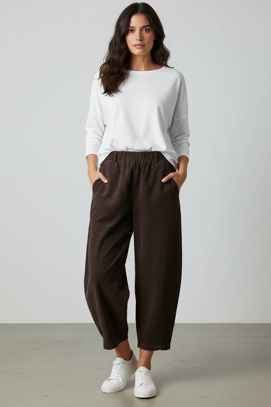 VELOUR BALLOON LEG PANTS - 10-16 - CHOCOLATE