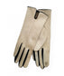 VELOUR BLACK TRIM GLOVES - BEIGE