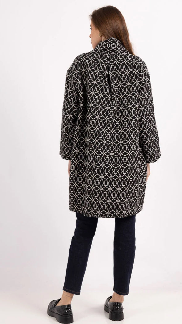 ABSTRACT PRINT SWING COAT - 10-14/16 - MONOCHROME