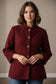 BUTTON FUNNEL NECK JACKET - 10-16 - BURGUNDY