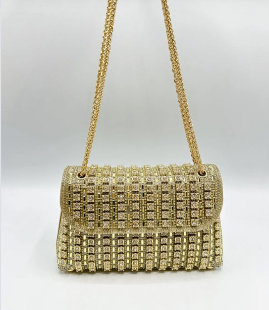 RHINESTONE OCCASION BAG - GOLD