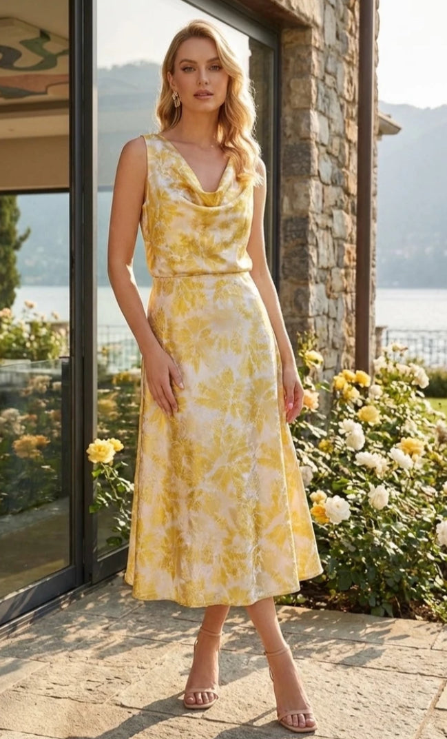 FLORAL SKIRT - 8-12 - LEMON