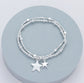 DOUBLE STRAND STAR CHARM STRETCH BRACELET - SILVER