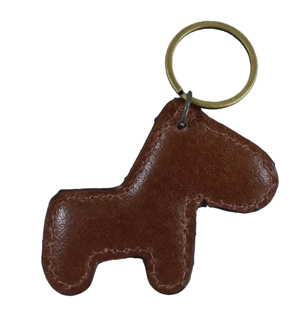 LEATHER HORSE KEYRING - BROWN