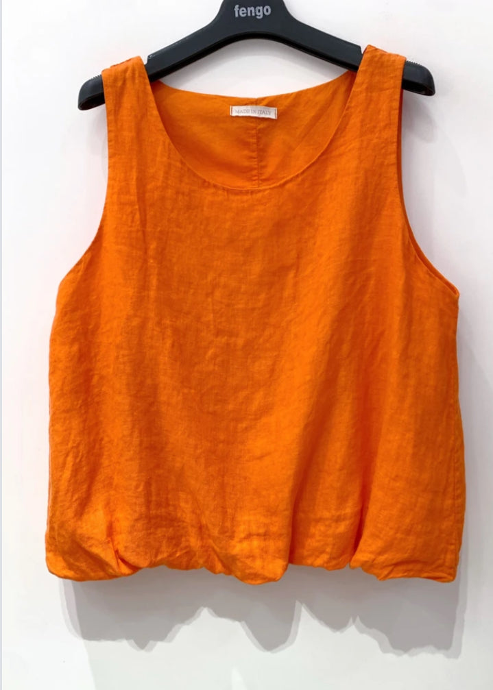 BUBBLE HEM LINEN TANK - 8-12