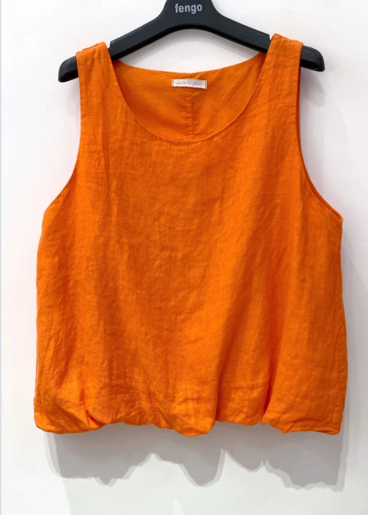 BUBBLE HEM LINEN TANK - 8-12