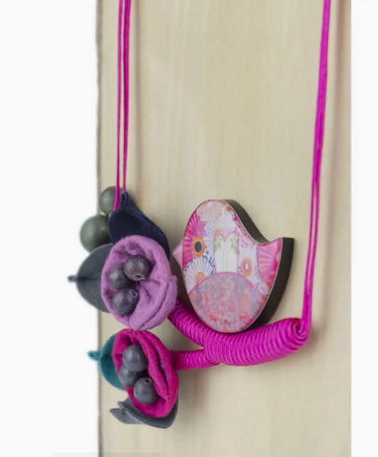 BIRD ON A WIRE - FELT, WOOD, RESIN & FABRIC