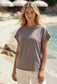 COTTON STUD SLEEVE TEE - 10-16 - TAUPE