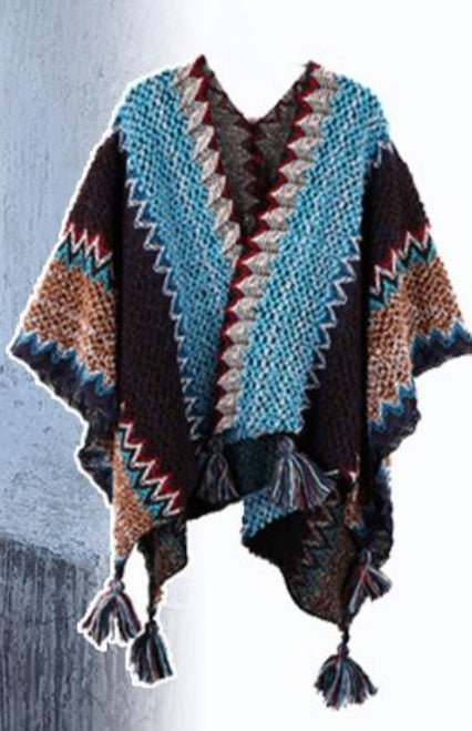 KNITTED TASSEL CAPE