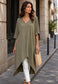 STUD DIP HEM TUNIC - 10-16 - KHAKI