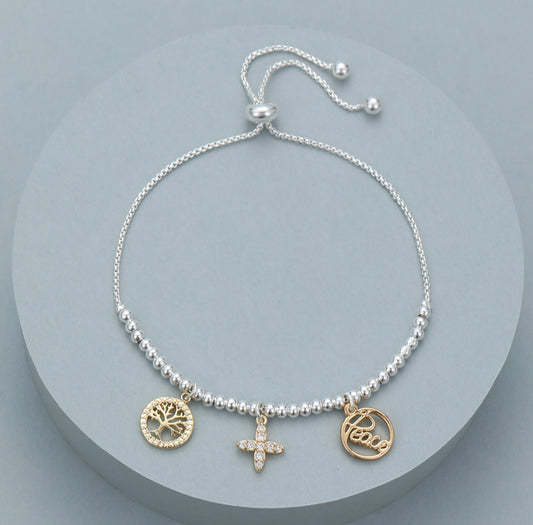 TOGGLE CHARM BRACELET - TREE OF LIFE/ PEACE