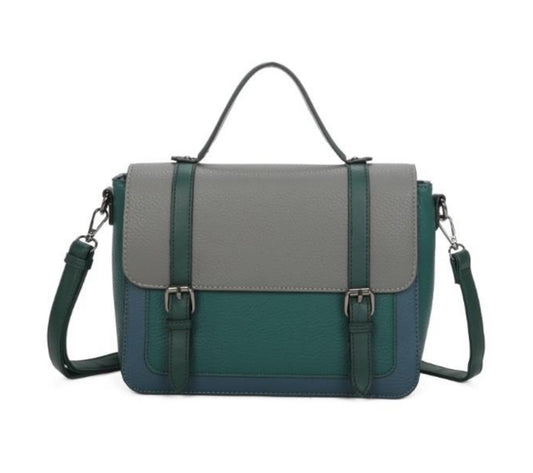 SATCHEL STYLE CROSSBODY WITH LONG STRAP - TEAL