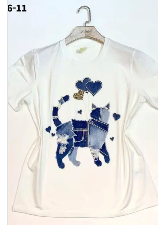 GRAPHIC CAT TEE - 8-14