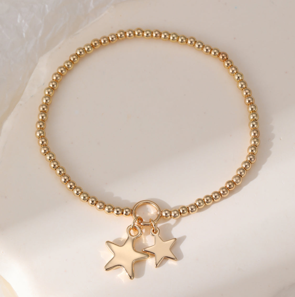 DOUBLE STAR STRETCH BRACELET - GOLD