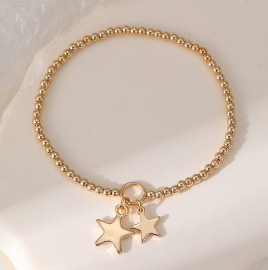 DOUBLE STAR STRETCH BRACELET - GOLD