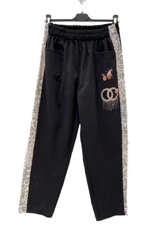 ANIMAL PRINT SIDE STRIPE JOGGERS - 10-16