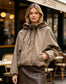 DRAWSTRING COLLAR JACKET WITH ÑACE LINING - 10-16 - TAUPE