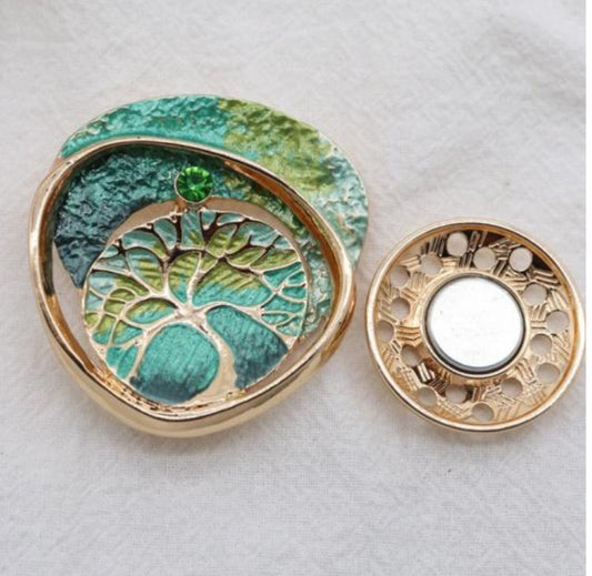 GREEN TREE OF LIFE MAGNETIC BROOCH