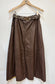 LEATHERETTE FLARED SKIRT - 10-16 - CHOCOLATE