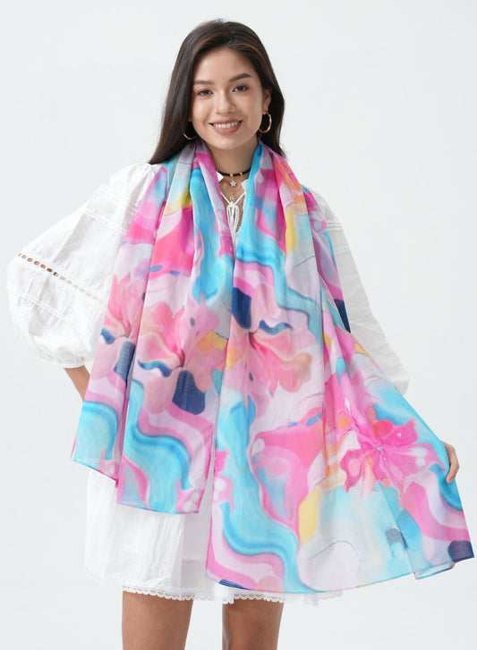 COTTON ABSTRACT PRINT SCARF