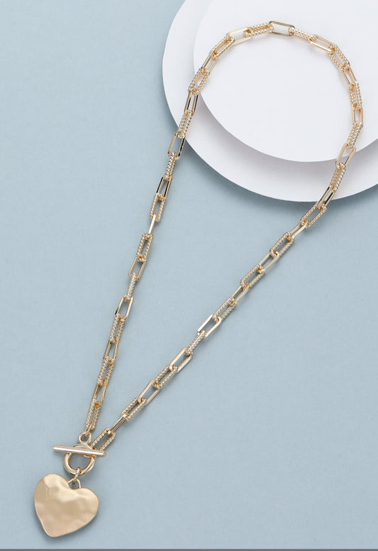 T-BAR HEART NECKLACE