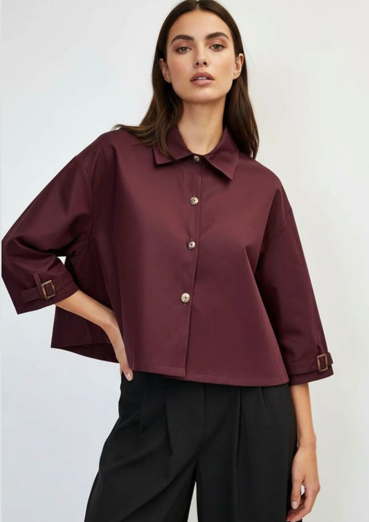 SHORT TRENCH - 10-14 - BURGUNDY