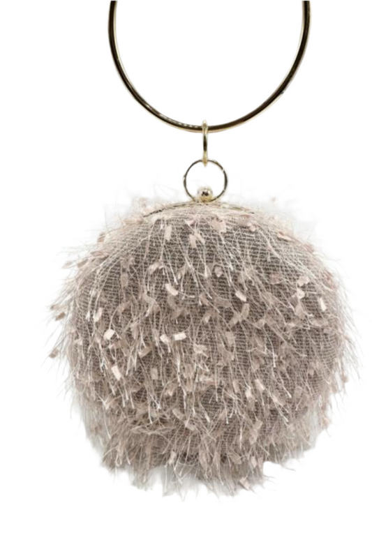 FEATHERED CIRCLE OCCASION BAG - ROSE