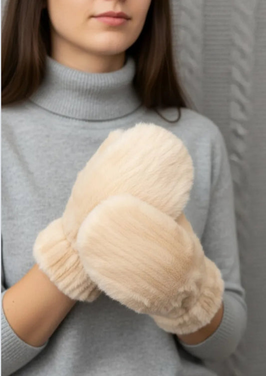 FAUX FUR MITTENS