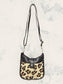 ANIMAL PRINT LEATHER CROSSBODY BAG - BLACK