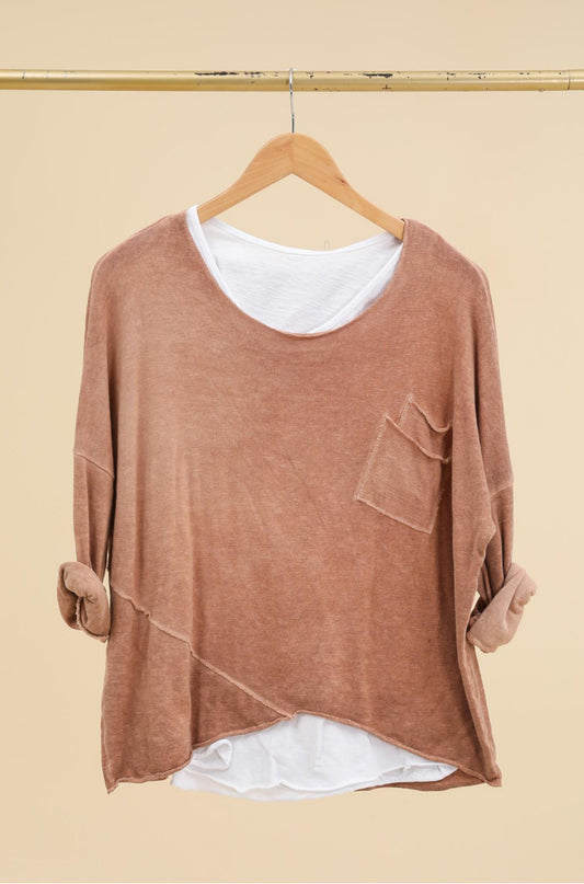 COTTON LAYERED TOP - RUST - 10-14/16