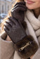 QUILTED FUR TRIM GLOVES