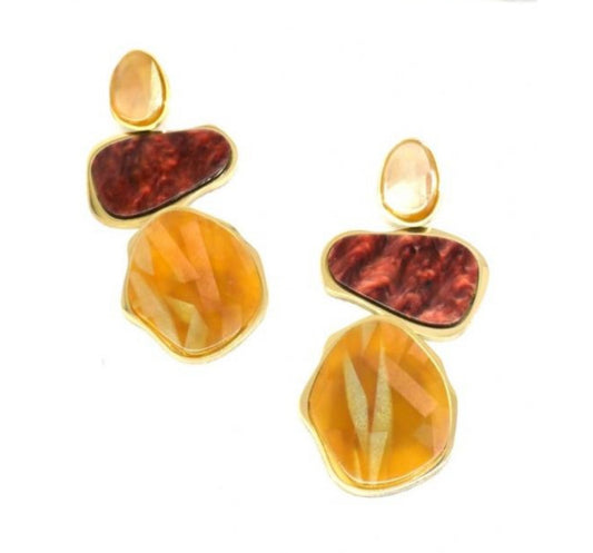 RESIN STATEMENT EARRINGS - BROWN