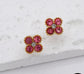 CRYSTAL FLOWER STUD EARRINGS - FUSCHIA