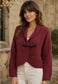 BUCKLE KNIT CARDI - 10-16 - BURGUNDY